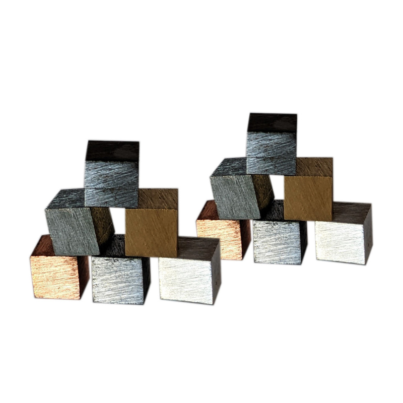 Density Cubes, Set Of 12 Metal Cubes 10mm